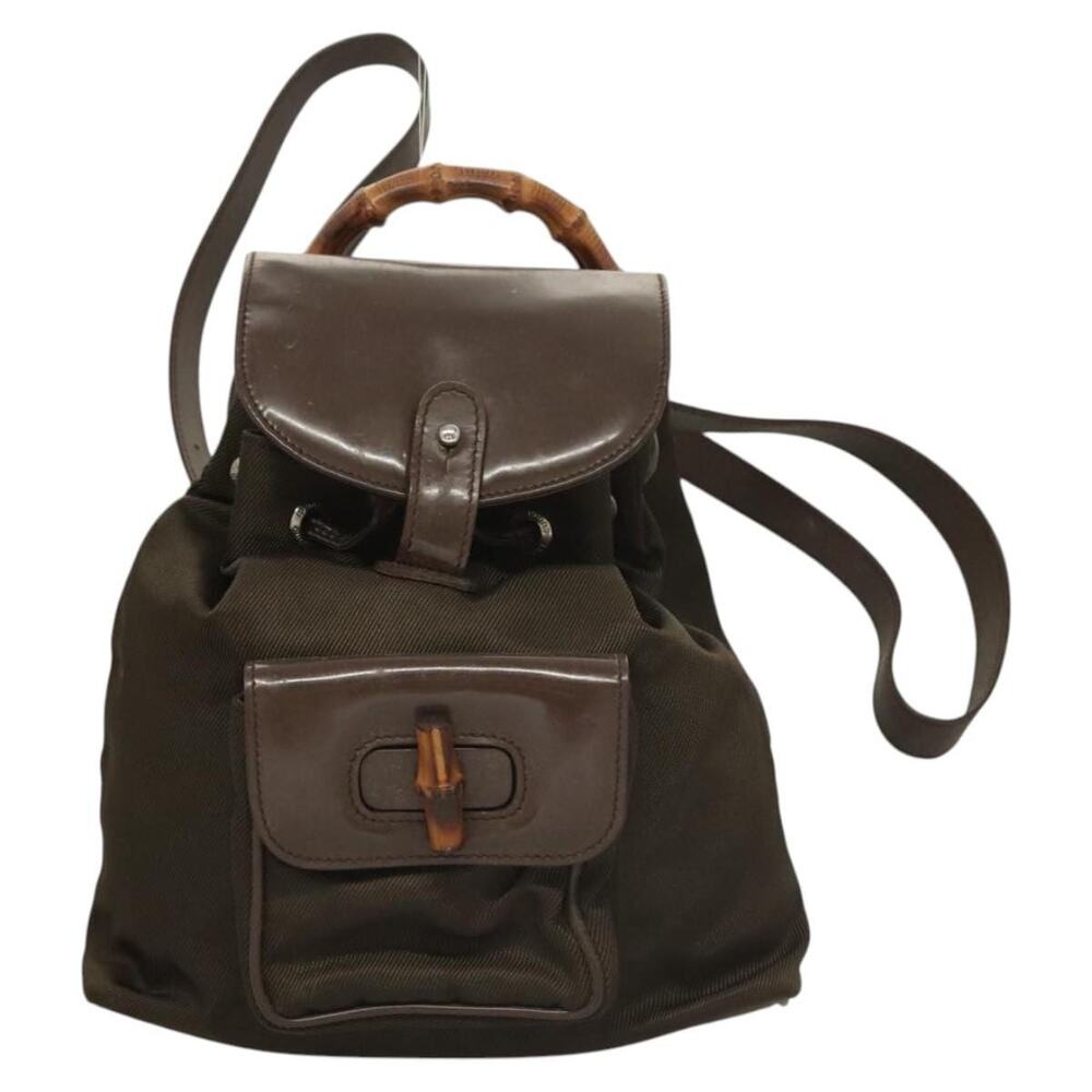 Gucci Bamboo Nylon Backpack Khaki 003 2058 5 Green